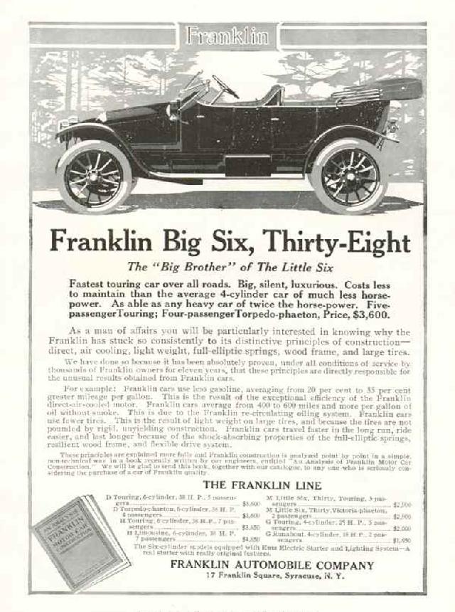 1912 Franklin Auto Advertising
